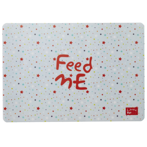 Feeding Placemat - FEED ME Red with Multi Coloured Stars 43cm X 30cm