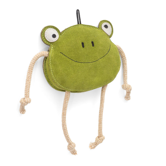 Leather Lily Frog Natural and Tough Dog Toy
