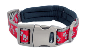 Signature Padded Dog Collar - Red Paws LRG