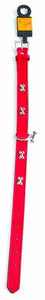 Collar Dog - Red with Silver Bones - Leather XXS 20-25cm