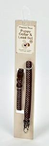 Collar & Lead Brown Dots  Precious Paws - SML