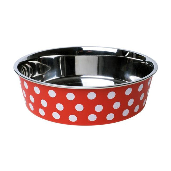 Bella Bowl - Cranberry/White Spots 21cm