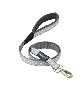 Signature Padded Dog Lead - Grey Dots LRG