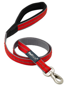 Signature Padded Dog Lead - Red MED