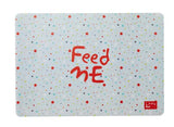 Feeding Placemat - FEED ME Red with Multi Coloured Stars 43cm X 30cm