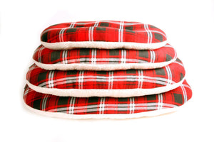 Red Tartan Check Oval Cushion - XXL