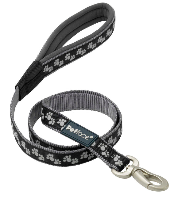 Signature Padded Dog Lead - Black Paws LRG