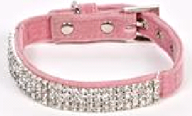 Collar Dog - Pink with Diamantes - MED 40-50cm