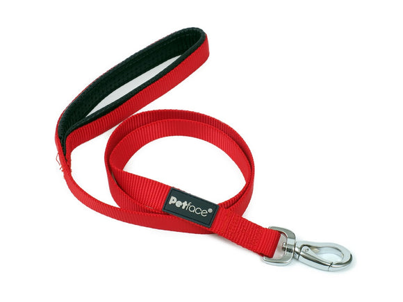 Padded Nylon Dog Lead - SML Red 102cm