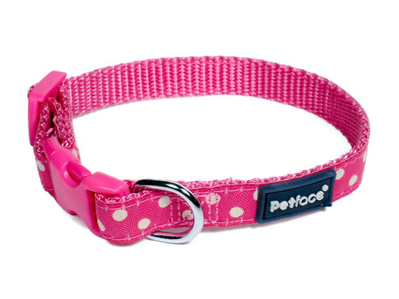 Collar Dog - Cerise with White Dots - LRG