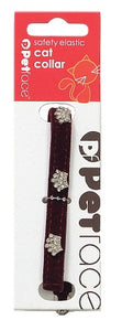 Collar Cat - Plum with Silver Crowns & safety Elastic