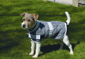 PF Dog Coat - Grey Checker Pattern Quilted - 25cm