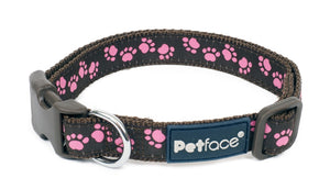 Collar Dog - Brown with Pink Paws - MED 31-41cm