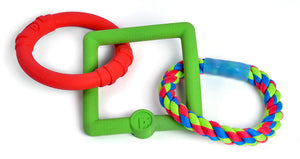 Triple Tug Ring Rubber & Rope - SML Red/Green PF