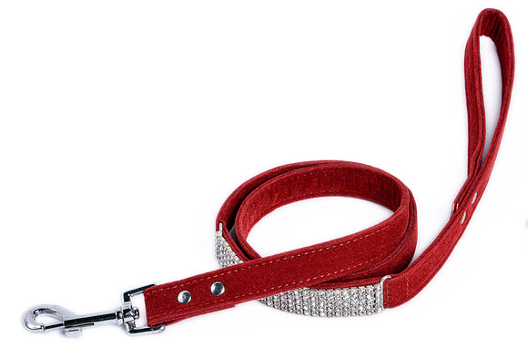 Lead Dog - Red with Diamante - 102cm