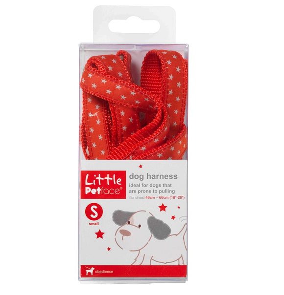 Harness Dog - Red with Grey Stars Little Petface XS