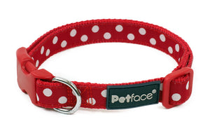 Collar Dog - Red with White Dots - MED 31-41cm