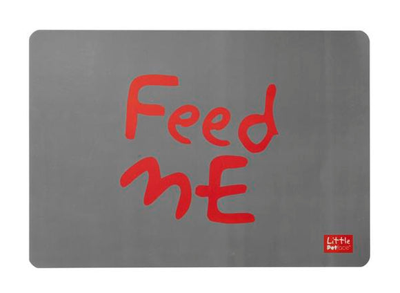 Feeding Placemat - Grey  with Red Feed Me Little Petface 43cm X 30cm