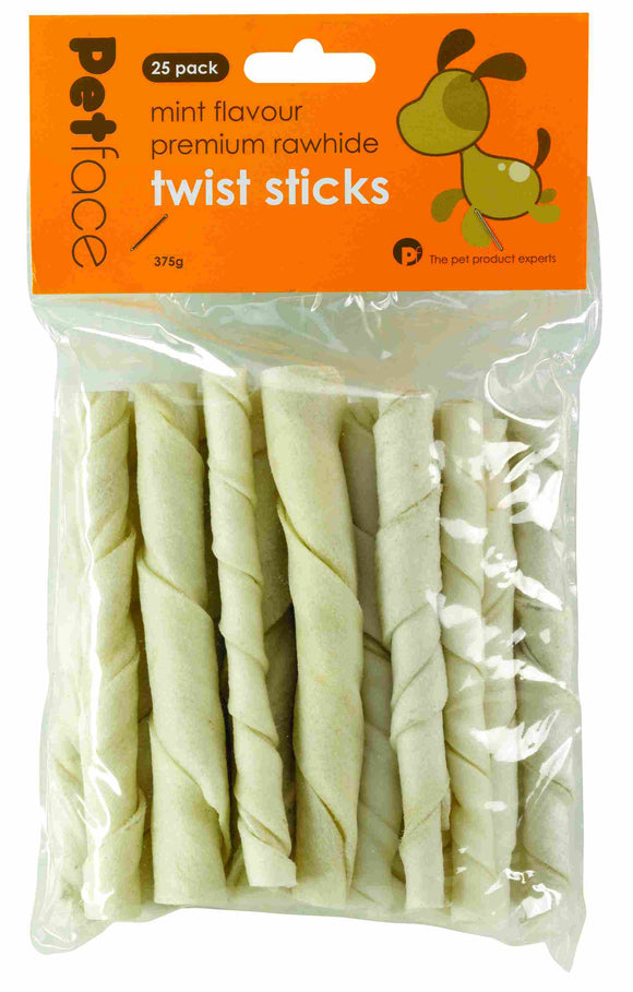 Rawhide Twist Sticks - Mint Flavour 25pack