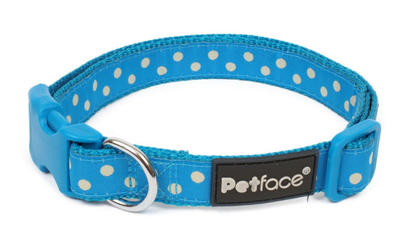 Collar Dog - Aqua with White Dots - LRG